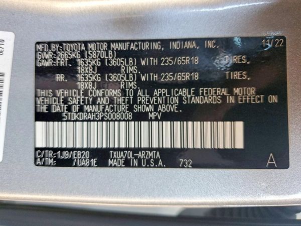 2023 TOYOTA HIGHLANDER — VINS