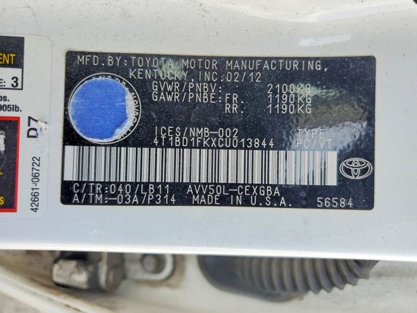 2012 TOYOTA CAMRY SOLA Hybrid