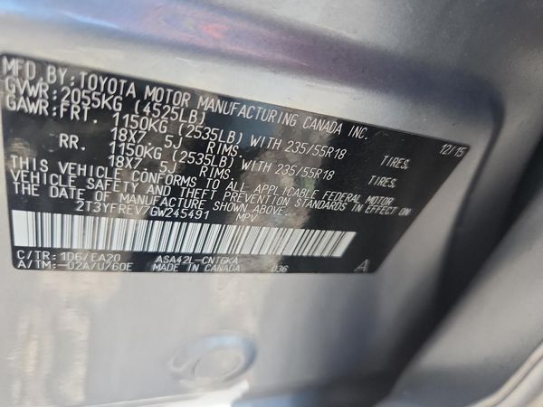 2016 TOYOTA RAV4 Limited (G Grade)