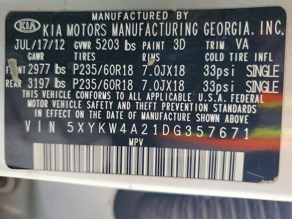 2013 KIA SORENTO SX