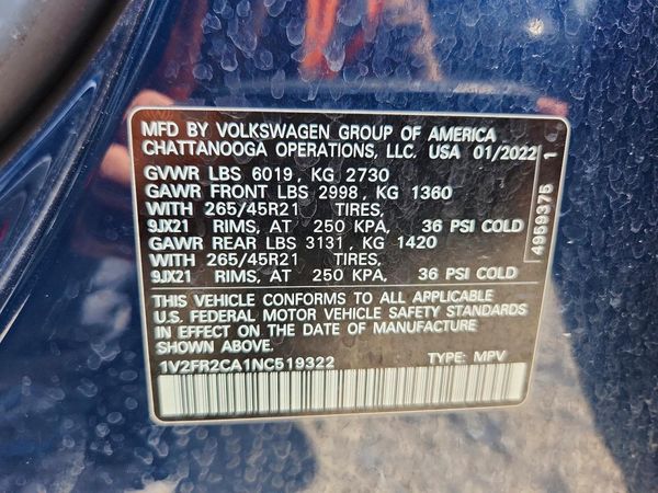 2022 VOLKSWAGEN ATLAS