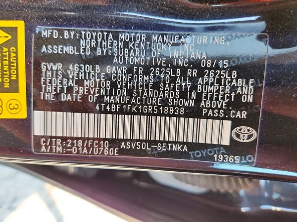 2016 TOYOTA CAMRY