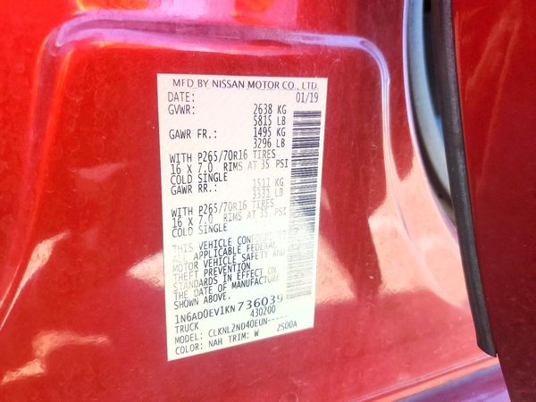 2019 NISSAN FRONTIER