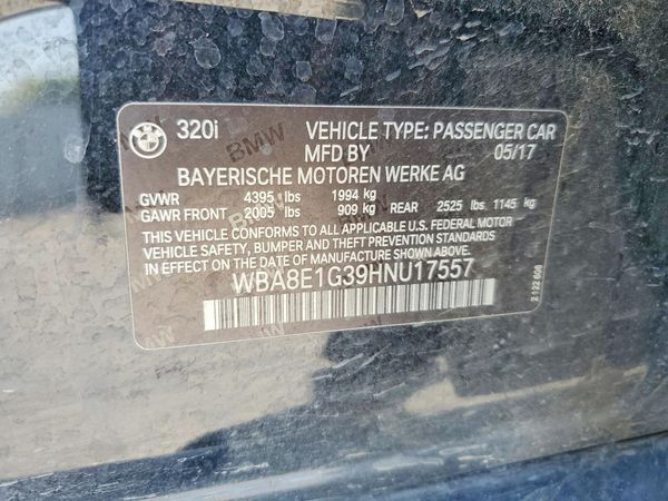 2017 BMW 320 SA — VINS