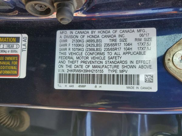 2017 HONDA CRV LX — VINS
