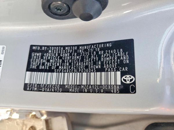 2020 TOYOTA COROLLA SE, CVT — VINS