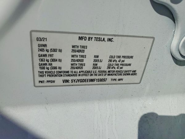 2021 TESLA MODEL Y
