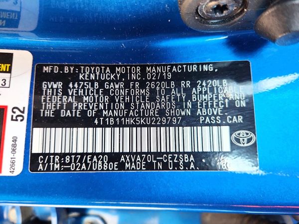 2019 TOYOTA CAMRY L/LE/SE/XLE