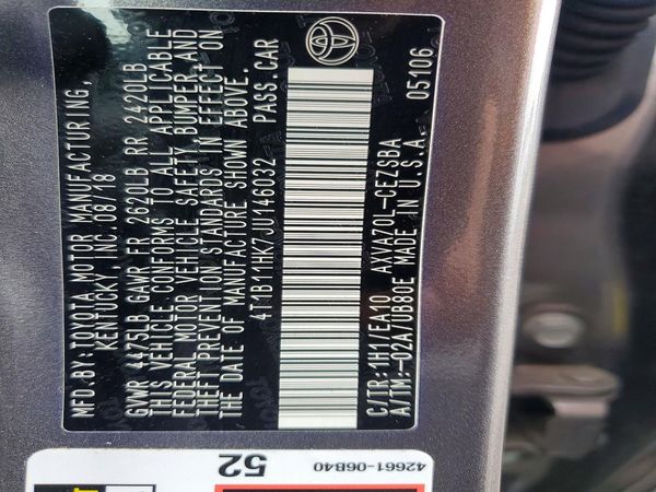 2018 TOYOTA CAMRY L/LE/SE/XLE