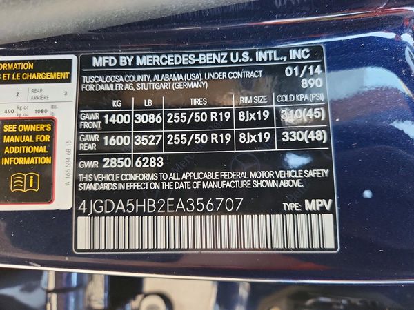 2014 MERCEDES-BENZ M-CLASS ML350 4-MATIC — VINS