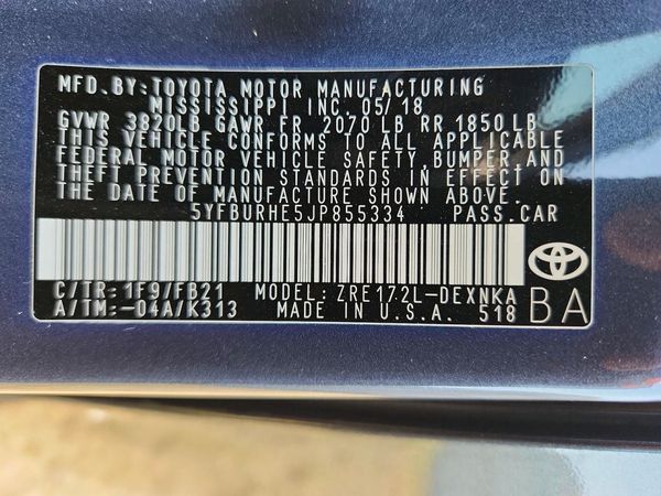 2018 TOYOTA COROLLA L/LE/SE/XLE/XSE