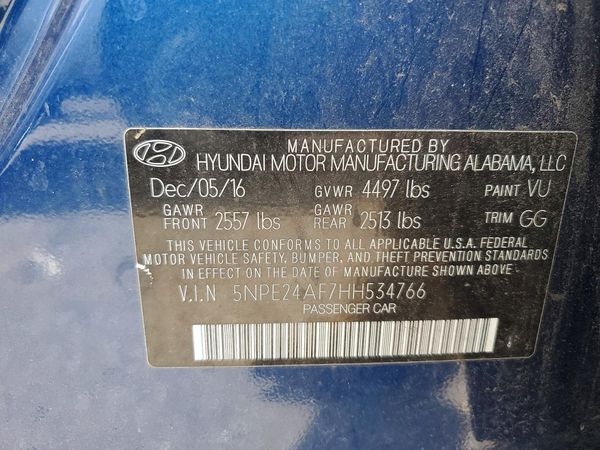 2017 HYUNDAI SONATA