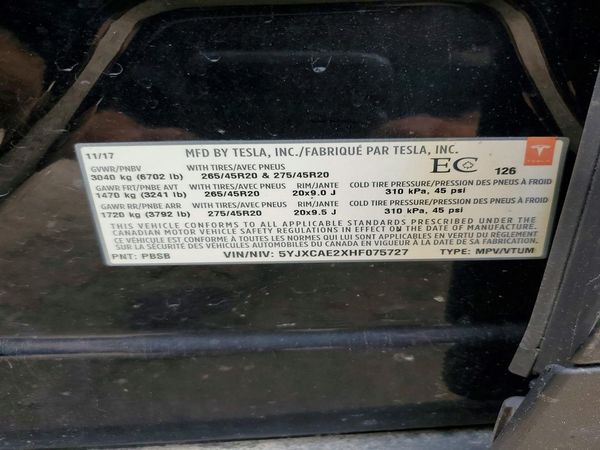 2017 TESLA MODEL X