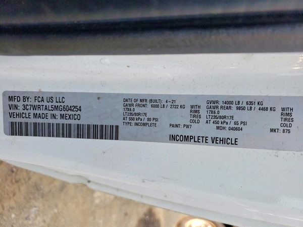 2021 RAM 3500 Regular Cab DRW — VINS
