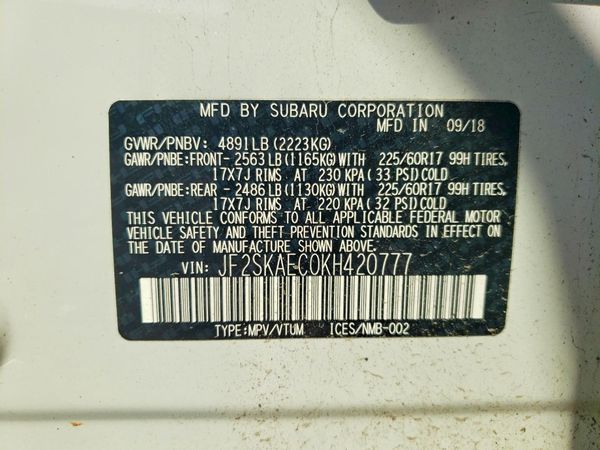 2019 SUBARU FORESTER Prm Base+ES