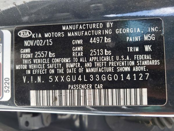 2016 KIA OPTIMA GLS, JSL