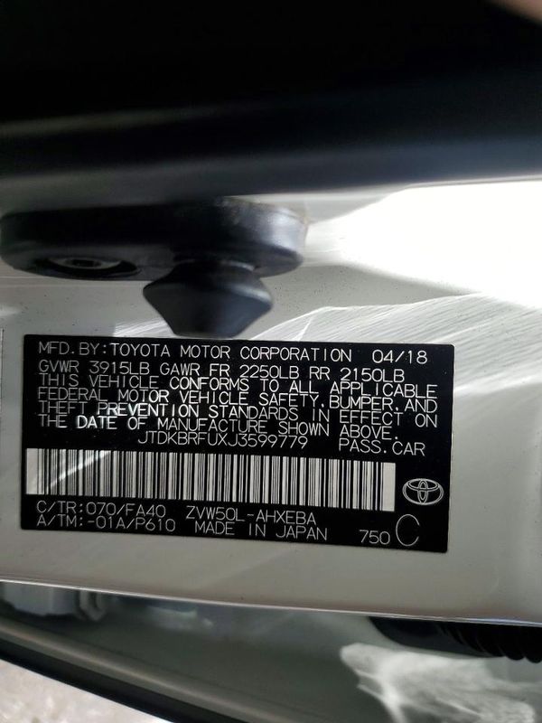 2018 TOYOTA PRIUS One/Two