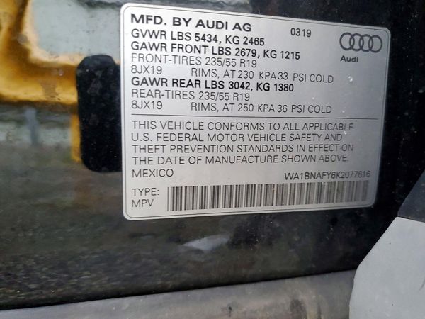 2019 AUDI Q5 quattro Premium Plus — VINS