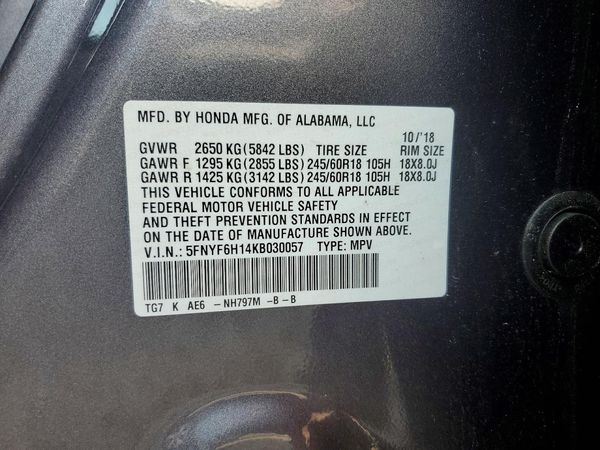 2019 HONDA PILOT LX