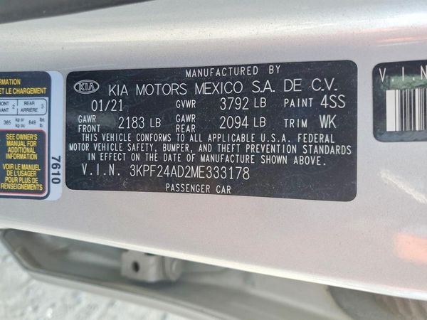 2021 KIA FORTE FE, LXS