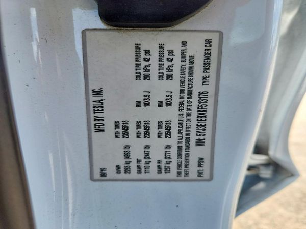 2019 TESLA MODEL 3