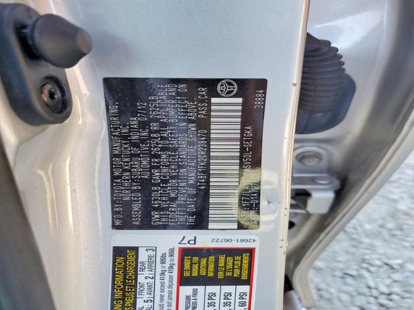 2012 TOYOTA CAMRY — VINS