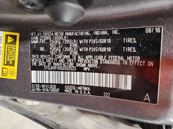 2016 TOYOTA HIGHLANDER Base/Hybrid