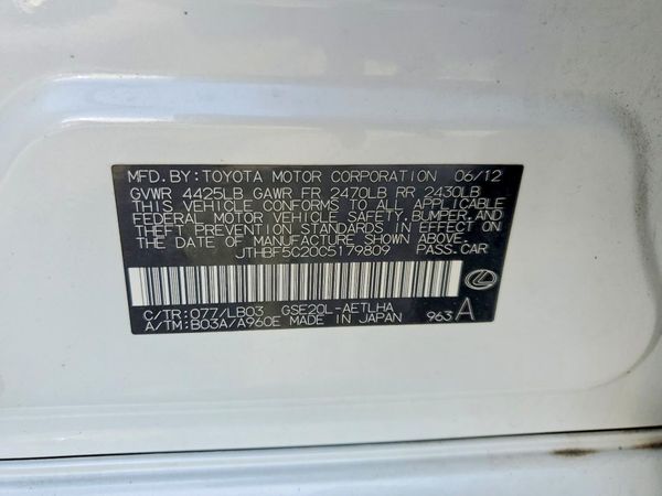 2012 LEXUS IS 250 250C