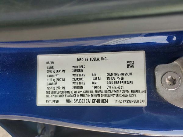 2019 TESLA MODEL 3