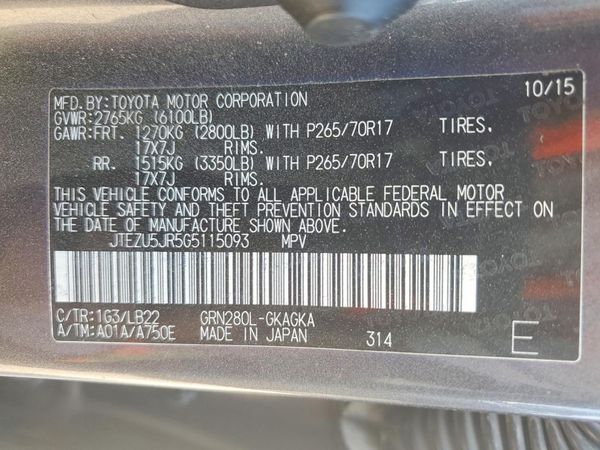 2016 TOYOTA 4RUNNER Base Grade