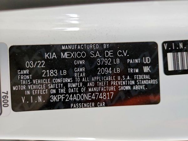 2022 KIA FORTE FE, LXS