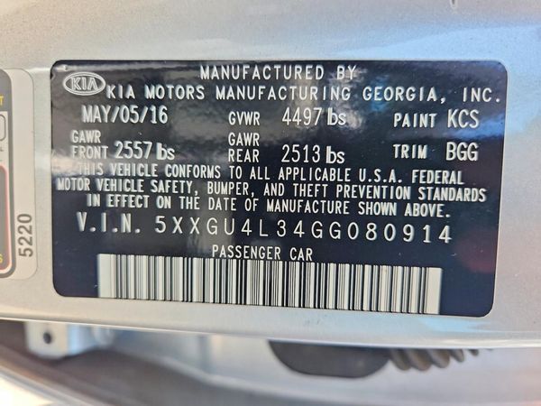 2016 KIA OPTIMA GLS, JSL