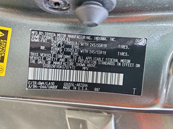 2019 TOYOTA HIGHLANDER Ltd/Ltd Platinum