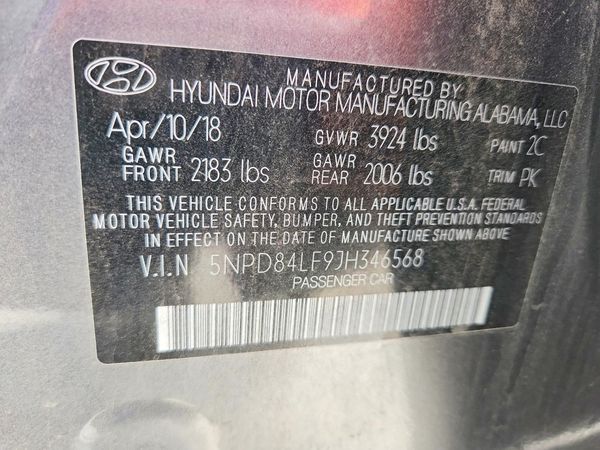 2018 HYUNDAI ELANTRA — VINS