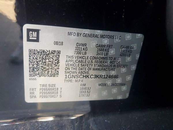 2019 CHEVROLET SUBURBAN LT — VINS