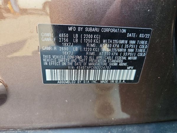 2022 SUBARU OUTBACK Touring