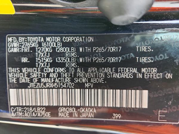 2017 TOYOTA 4RUNNER Ltd/SR5/SR5 Premium