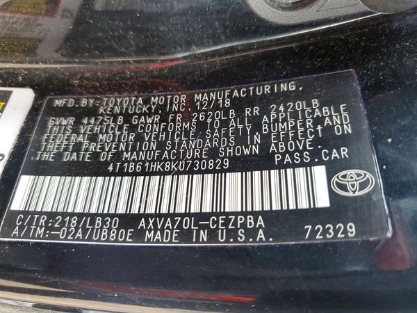 2019 TOYOTA CAMRY