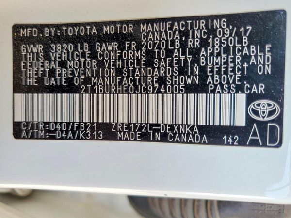 2018 TOYOTA COROLLA L/LE/SE/XLE/XSE