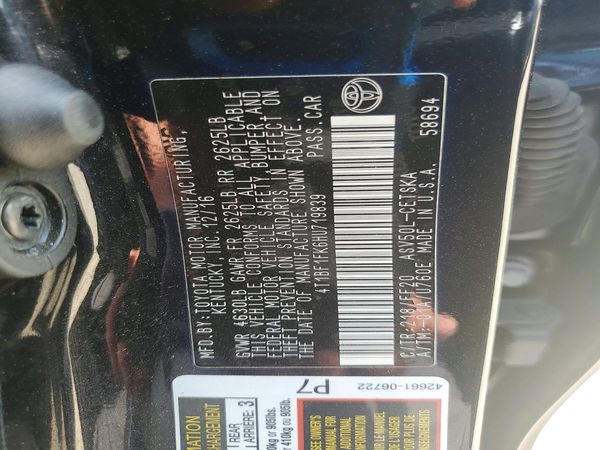 2017 TOYOTA CAMRY LE/SE/XLE/XSE