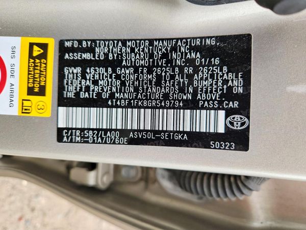 2016 TOYOTA CAMRY