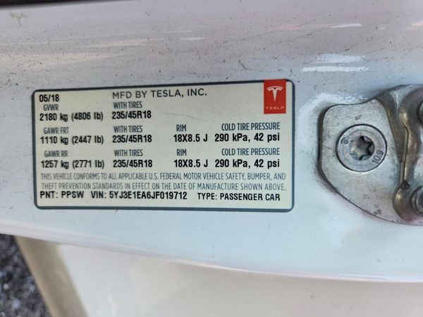 2018 TESLA MODEL 3