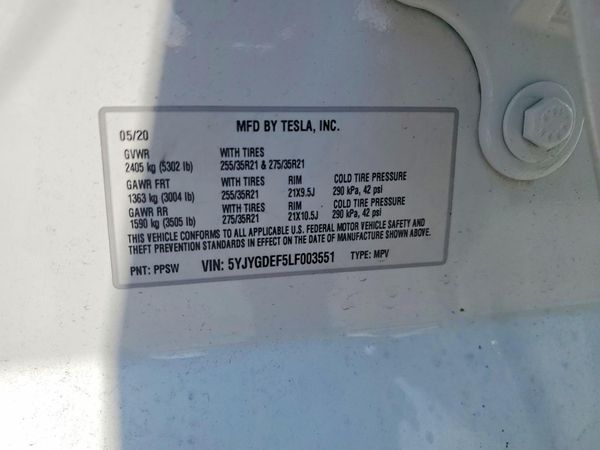 2020 TESLA MODEL Y