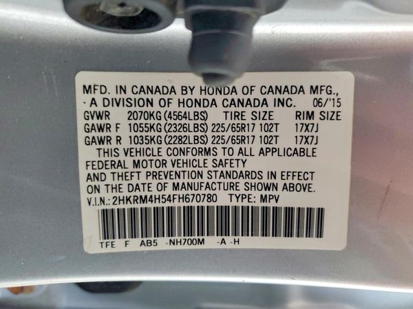 2015 HONDA CRV EX — VINS