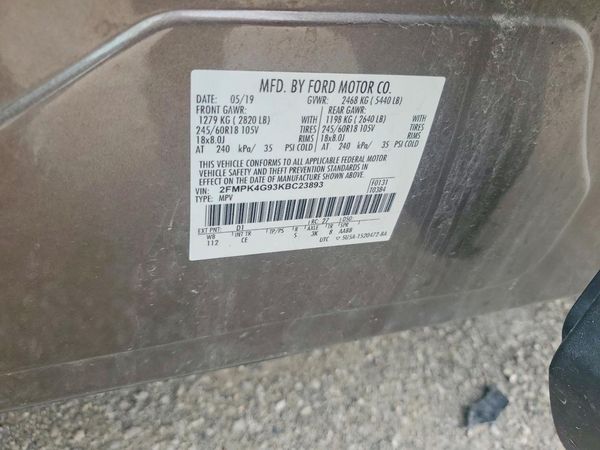 2019 FORD EDGE SE — VINS