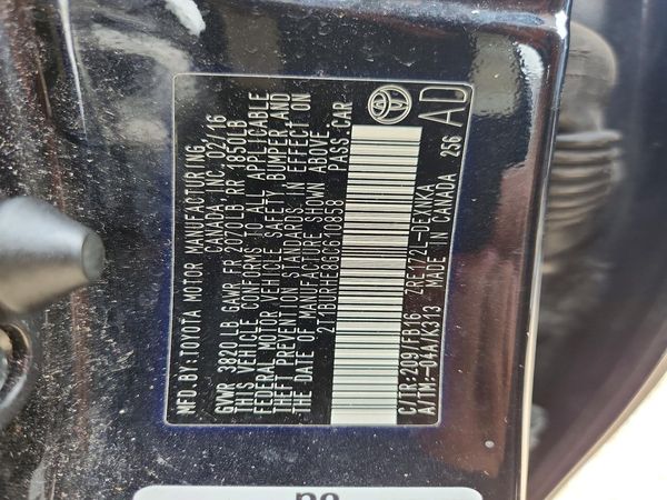 2016 TOYOTA COROLLA L/LE