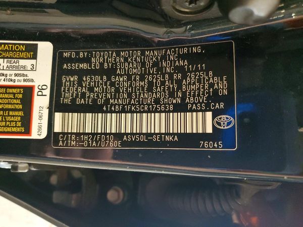 2012 TOYOTA CAMRY