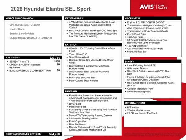 2026 HYUNDAI ELANTRA