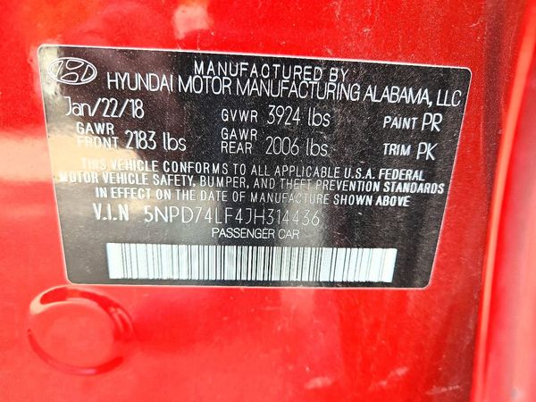 2018 HYUNDAI ELANTRA SE