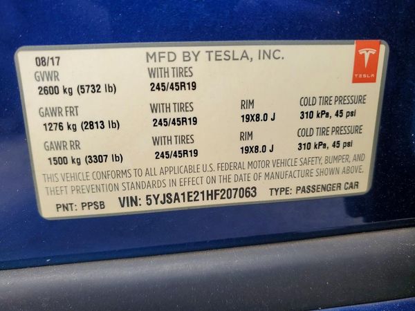 2017 TESLA MODEL S